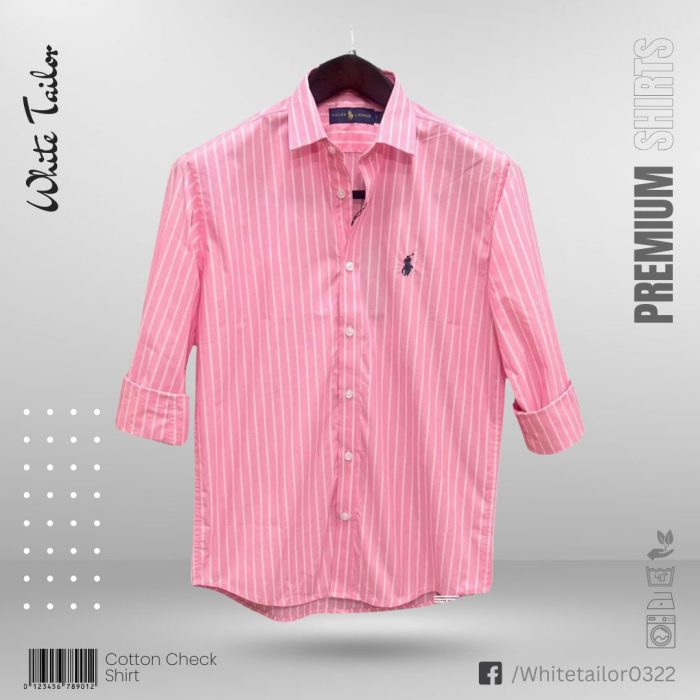 Pink striped cotton shirt for men