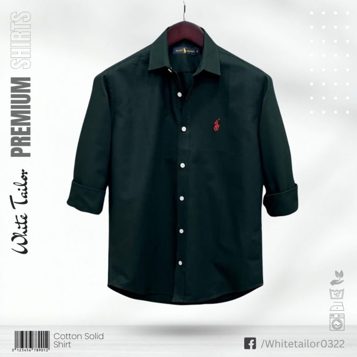 Solid Green cotton shirt for men