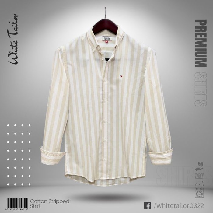 Striped Full Sleeve cream Shirts