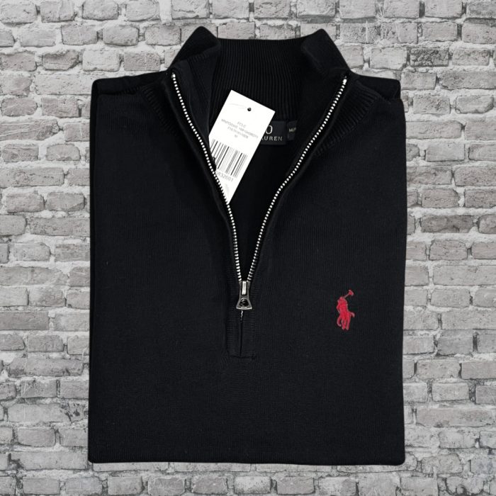 Quarter zip full sleeve Sweater / Pullover -  black - Image 2