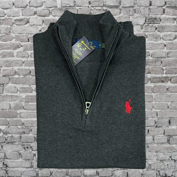 Quarter zip full sleeve Sweater / Pullover -  Charcoal - Image 2