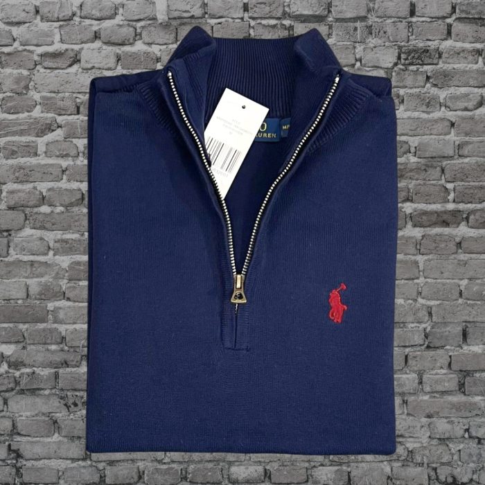 Quarter zip full sleeve Sweater / Pullover - Navy Blue - Image 2