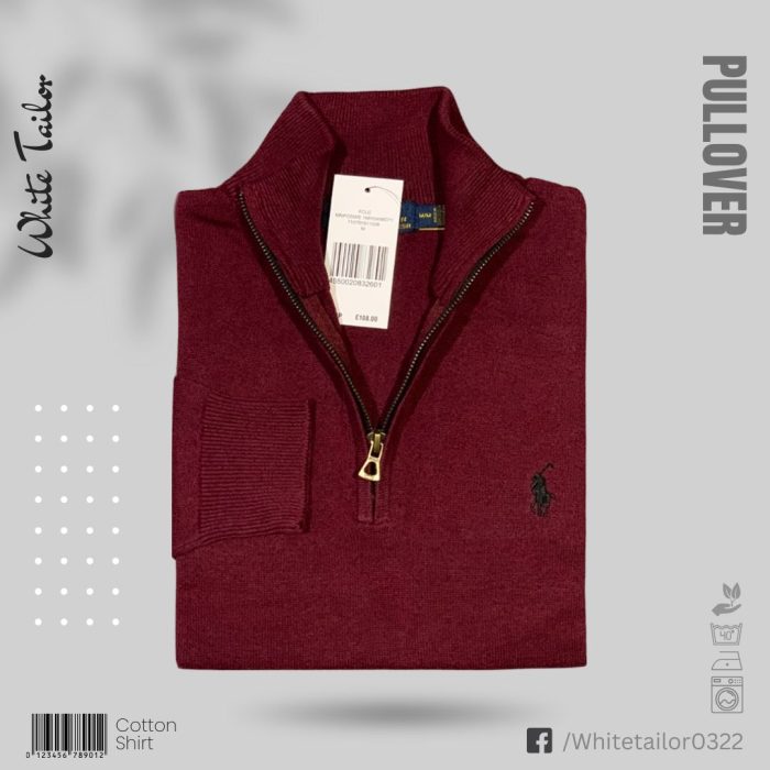 Quarter zip full sleeve Sweater / Pullover -  Maroon