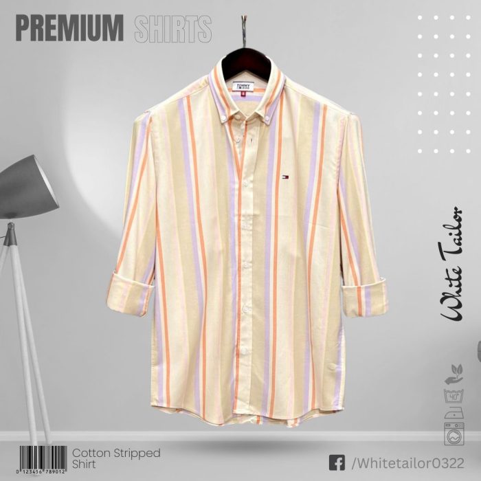 Striped Full Sleeve cream Shirts