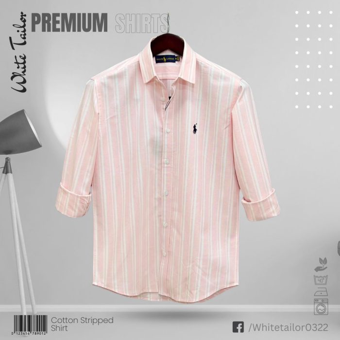 Pink striped cotton shirt for men