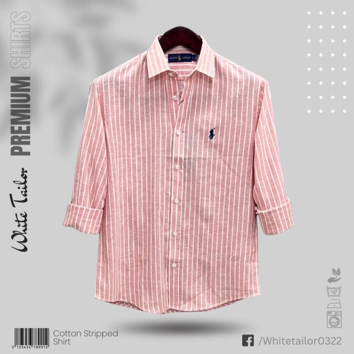 Pink striped cotton shirt for men