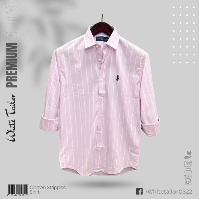 Pink striped cotton shirt for men