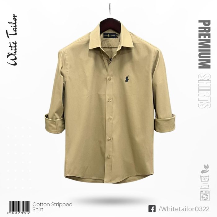 Solid cotton shirt for men Biscuit