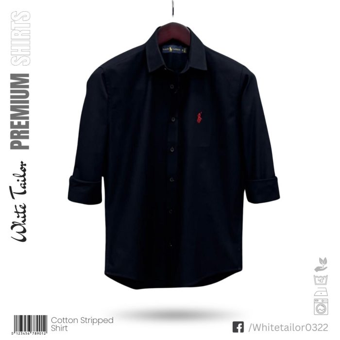 Solid cotton shirt for men Black