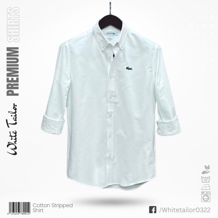 Solid cotton shirt for men White