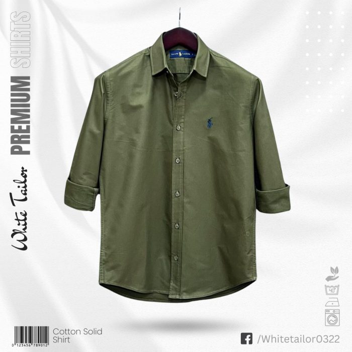 Solid cotton shirt for men Olive